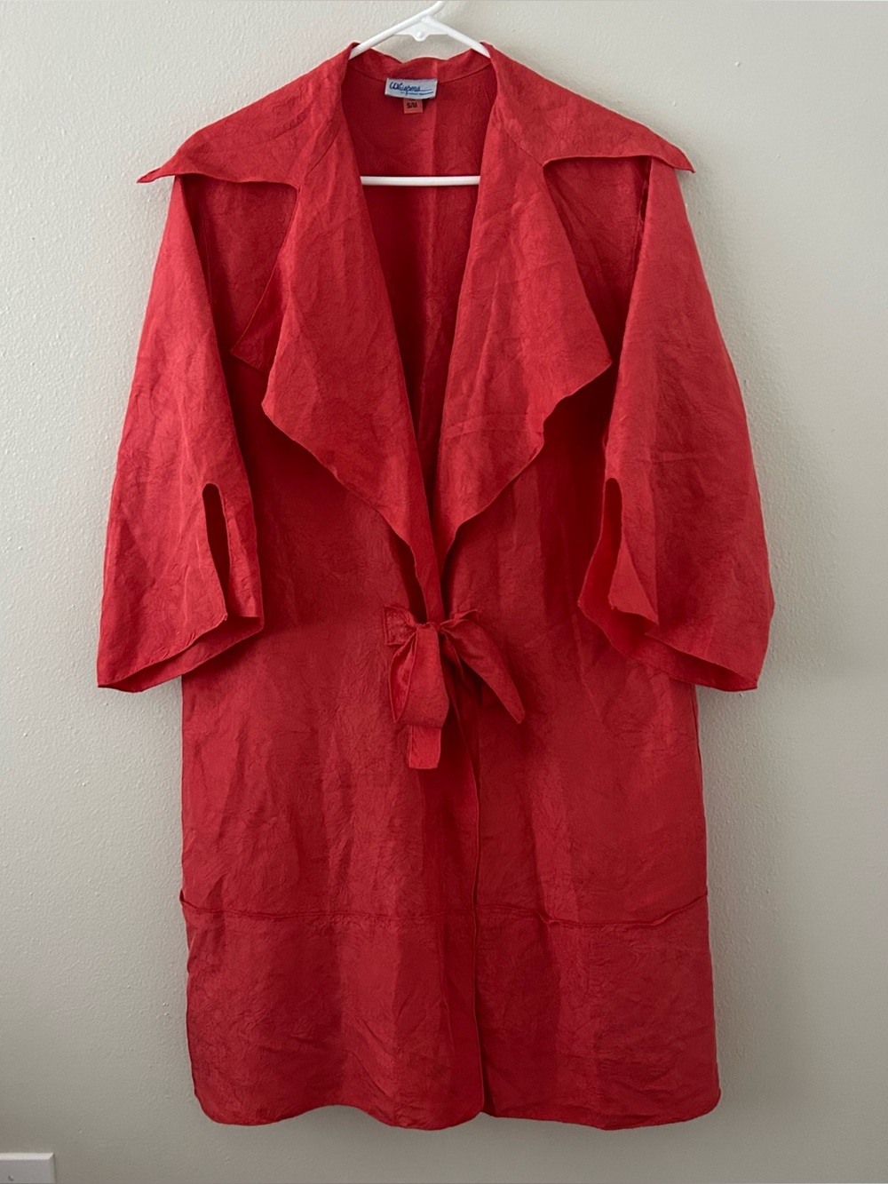 Vintage Whispers by Carole Dolighan 100% Silk Tie Front Kimono Duster Jacket S/M